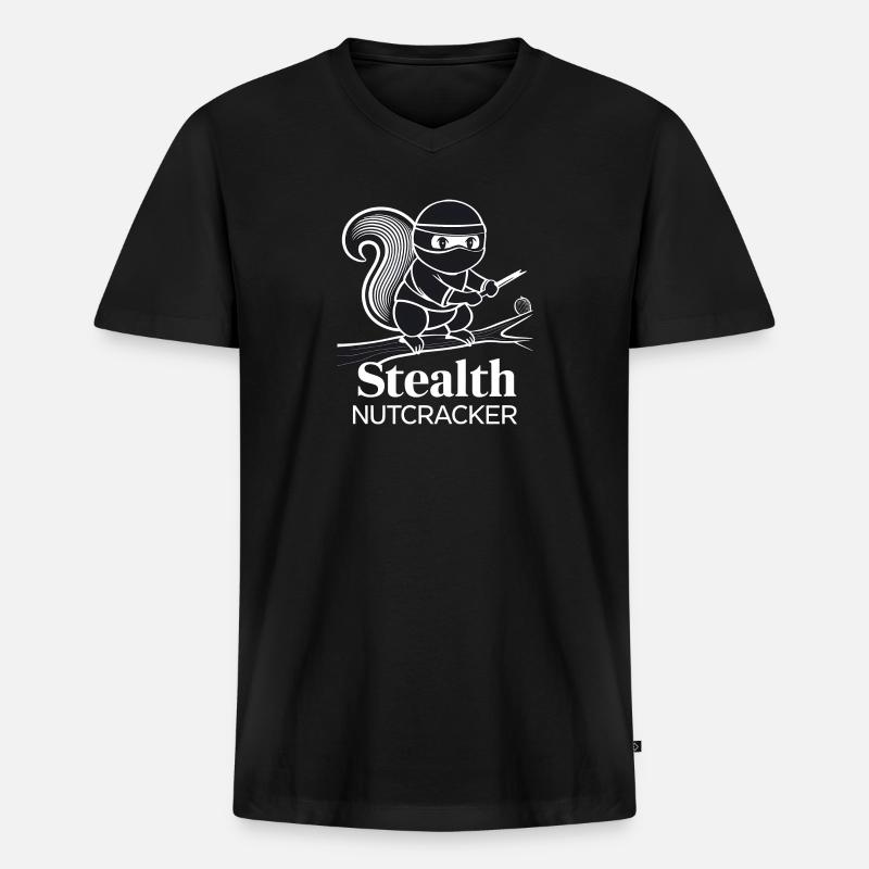 Ninja-Eichhörnchen - Männer Premium Bio T-Shirt mit V-Ausschnitt - Schwarz