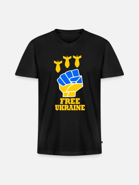 Ukraine - T-shirt encolure en V Premium bio Homme - noir