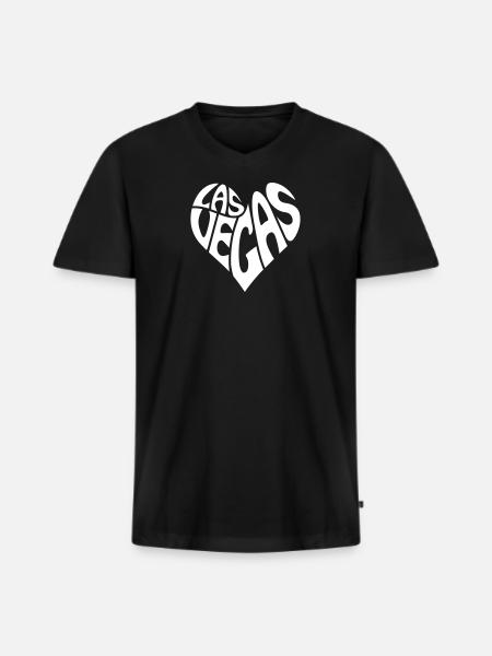 L’écriture de Las Vegas en forme de coeur coeur - T-shirt encolure en V Premium bio Homme - noir