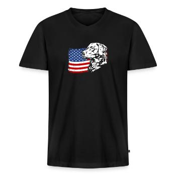 Chesapeake Bay Retriever US America Fahne Wilsigns - Männer Premium Bio T-Shirt mit V-Ausschnitt - Schwarz - Vorne - Nico (187cm)