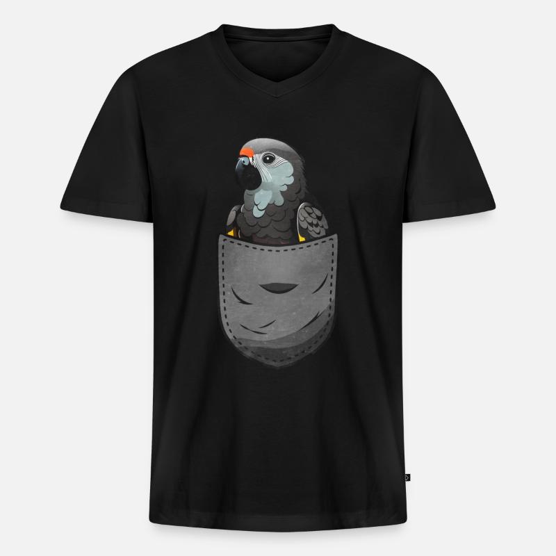 Afrikanisches Graupapagei Geschenk - Männer Premium Bio T-Shirt mit V-Ausschnitt - Schwarz