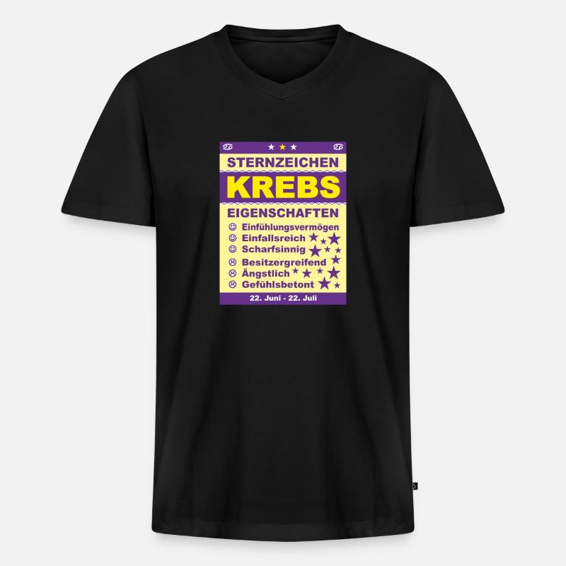 Sternzeichen Krebs - Männer Premium Bio T-Shirt mit V-Ausschnitt - Schwarz