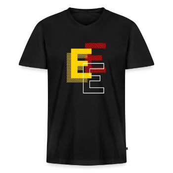 Three E. - Men's Premium Organic T-shirt with V-neck - black - Front - Nico (187cm)