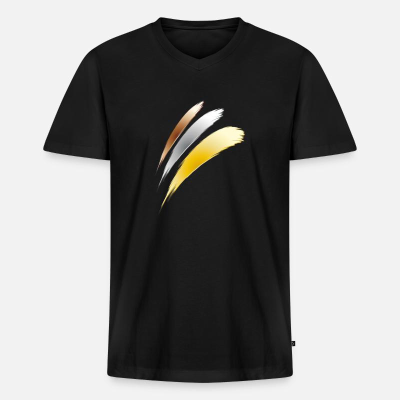 gold silber bronze - Männer Premium Bio T-Shirt mit V-Ausschnitt - Schwarz