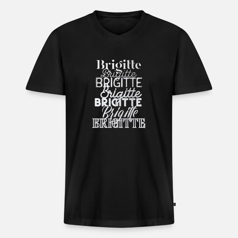 Brigitte - Männer Premium Bio T-Shirt mit V-Ausschnitt - Schwarz