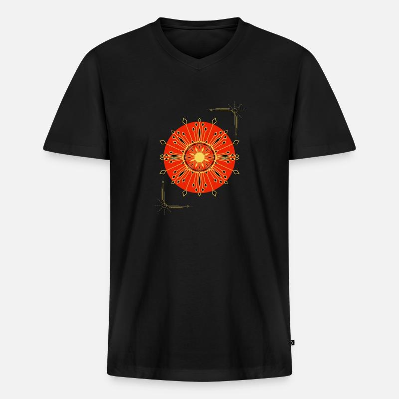 Sonne - Männer Premium Bio T-Shirt mit V-Ausschnitt - Schwarz