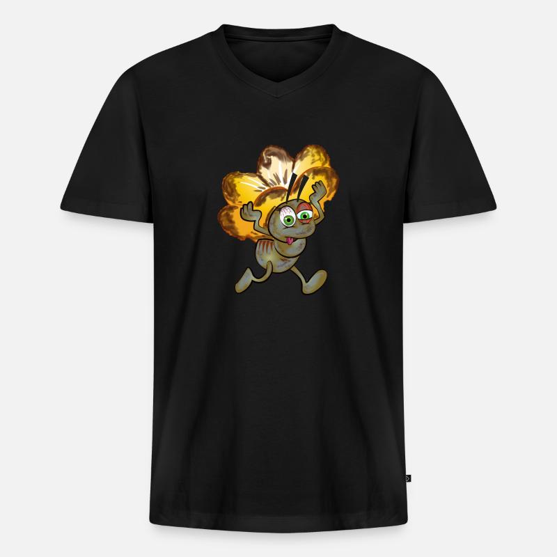 Zombie-Ameise mit einer Blume - Männer Premium Bio T-Shirt mit V-Ausschnitt - Schwarz