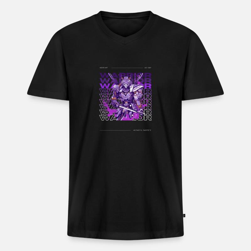 Krieger Samurai - Männer Premium Bio T-Shirt mit V-Ausschnitt - Schwarz