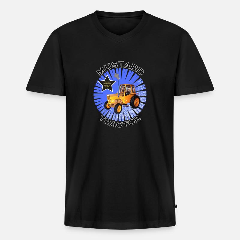 Der Senftraktor - Männer Premium Bio T-Shirt mit V-Ausschnitt - Schwarz