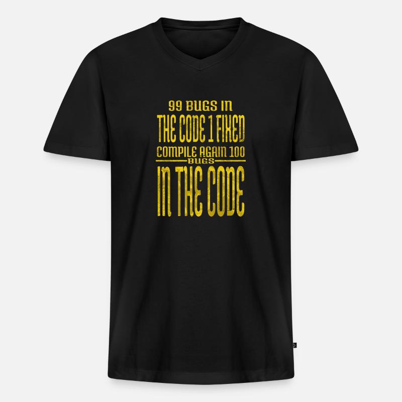 frontend developer computer programming present - Männer Premium Bio T-Shirt mit V-Ausschnitt - Schwarz