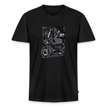 S51 (Tuning) // Illustration - Männer Premium Bio T-Shirt mit V-Ausschnitt - Schwarz - Vorne - Nico (187cm)