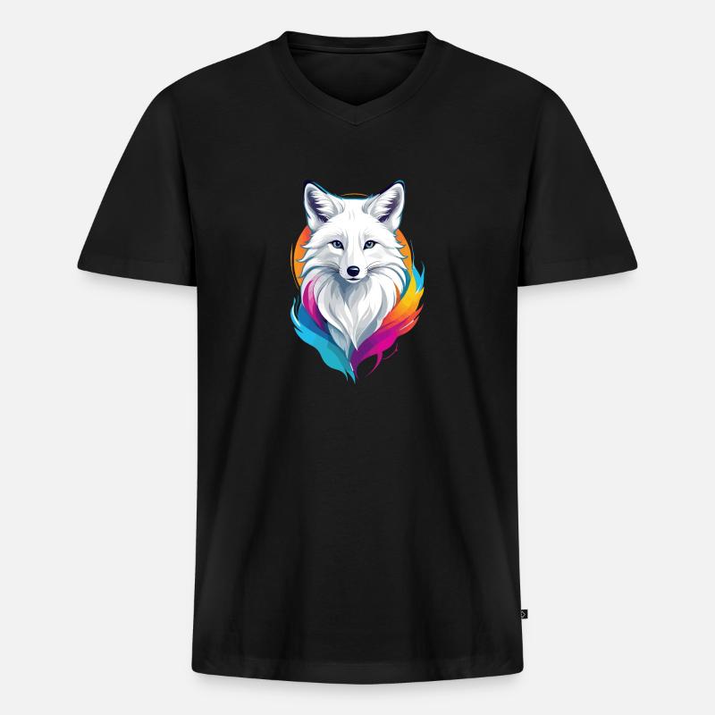 Polarfuchs - Männer Premium Bio T-Shirt mit V-Ausschnitt - Schwarz