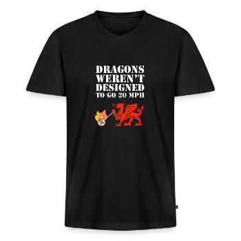 Anti Wales speed limit - no to 20! - Men's Premium Organic T-shirt with V-neck - black - Front - Nico (187cm)