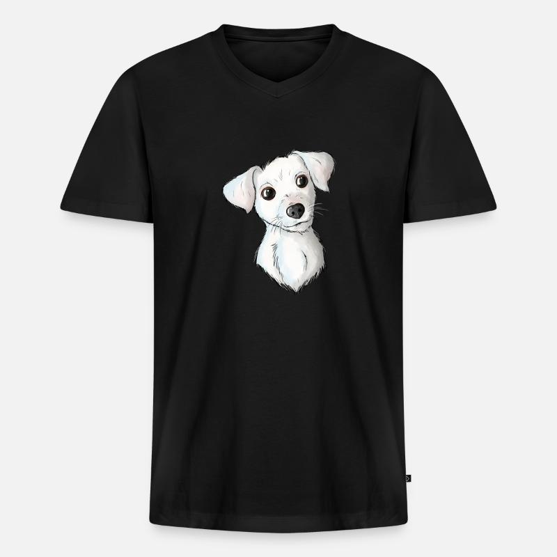 Jack Russell Pattern 2 - Männer Premium Bio T-Shirt mit V-Ausschnitt - Schwarz