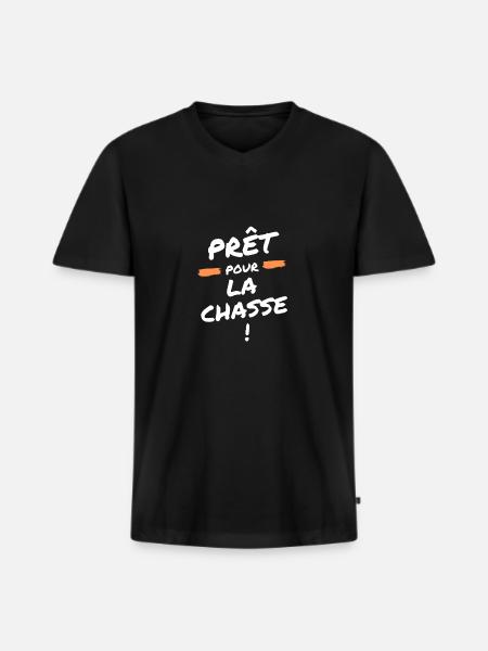 Prêt pour la chasse - T-shirt encolure en V Premium bio Homme - noir