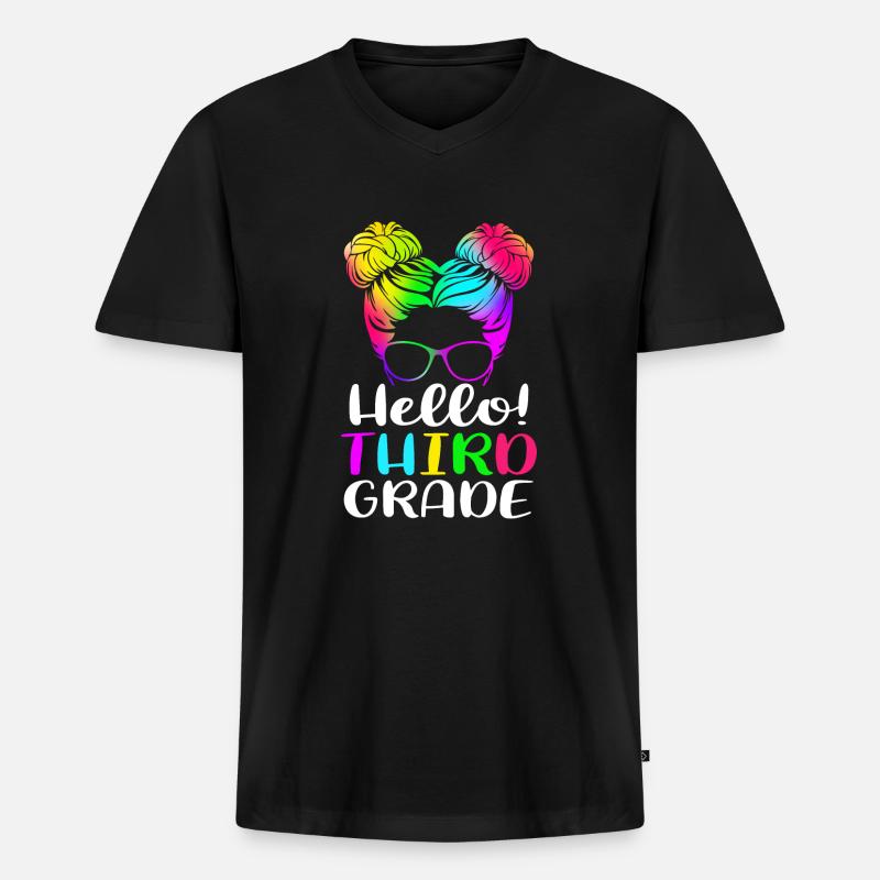 3. Klasse - Männer Premium Bio T-Shirt mit V-Ausschnitt - Schwarz