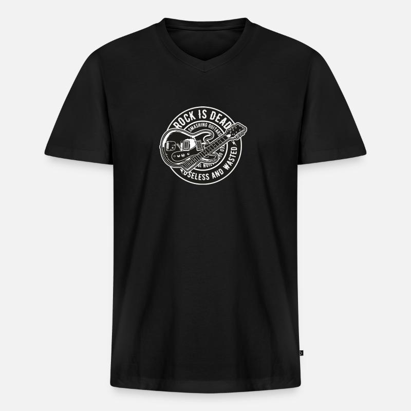 Rock Is Dead - Männer Premium Bio T-Shirt mit V-Ausschnitt - Schwarz