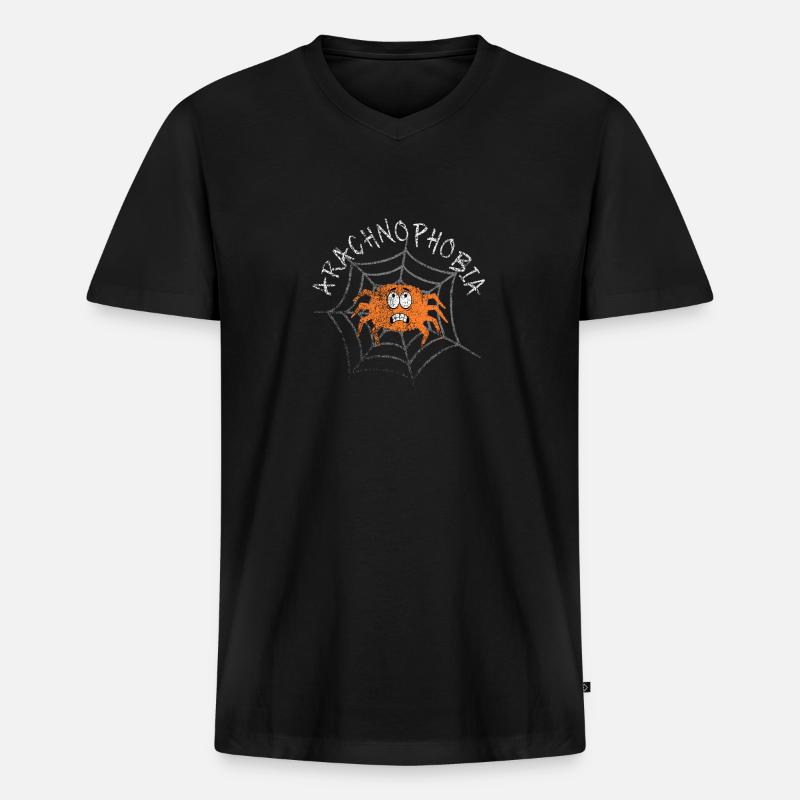 Distressed Cute Spider Arachnophobie - Männer Premium Bio T-Shirt mit V-Ausschnitt - Schwarz