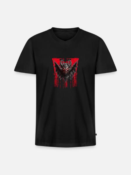 Devilish bat with red eyes - Men's Premium Organic T-shirt with V-neck - black