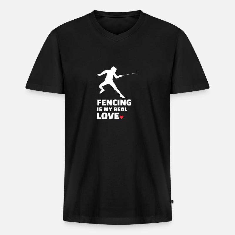 Fechten - Männer Premium Bio T-Shirt mit V-Ausschnitt - Schwarz
