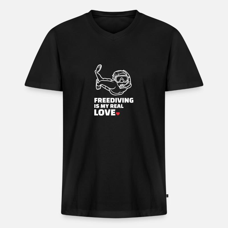 Freitauchen - Männer Premium Bio T-Shirt mit V-Ausschnitt - Schwarz