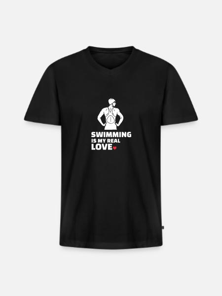J’adore nager - T-shirt encolure en V Premium bio Homme - noir