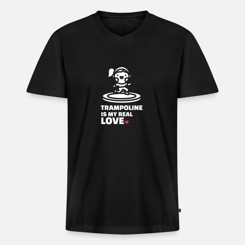 Ich Liebe Trampolin - Männer Premium Bio T-Shirt mit V-Ausschnitt - Schwarz