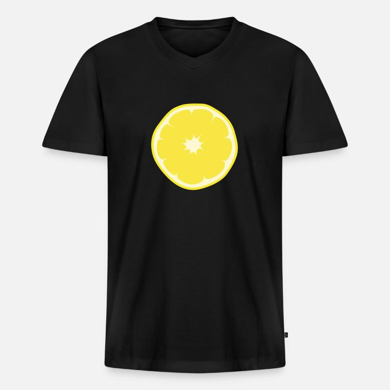 Zitrone - Männer Premium Bio T-Shirt mit V-Ausschnitt - Schwarz