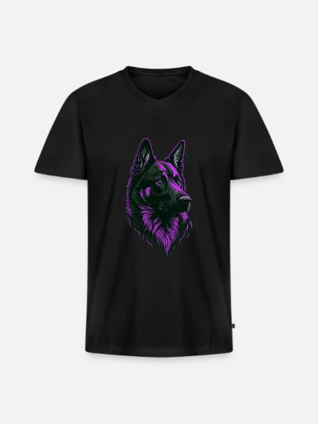 German Shepherd Head Pink - Men's Premium Organic T-shirt with V-neck - black