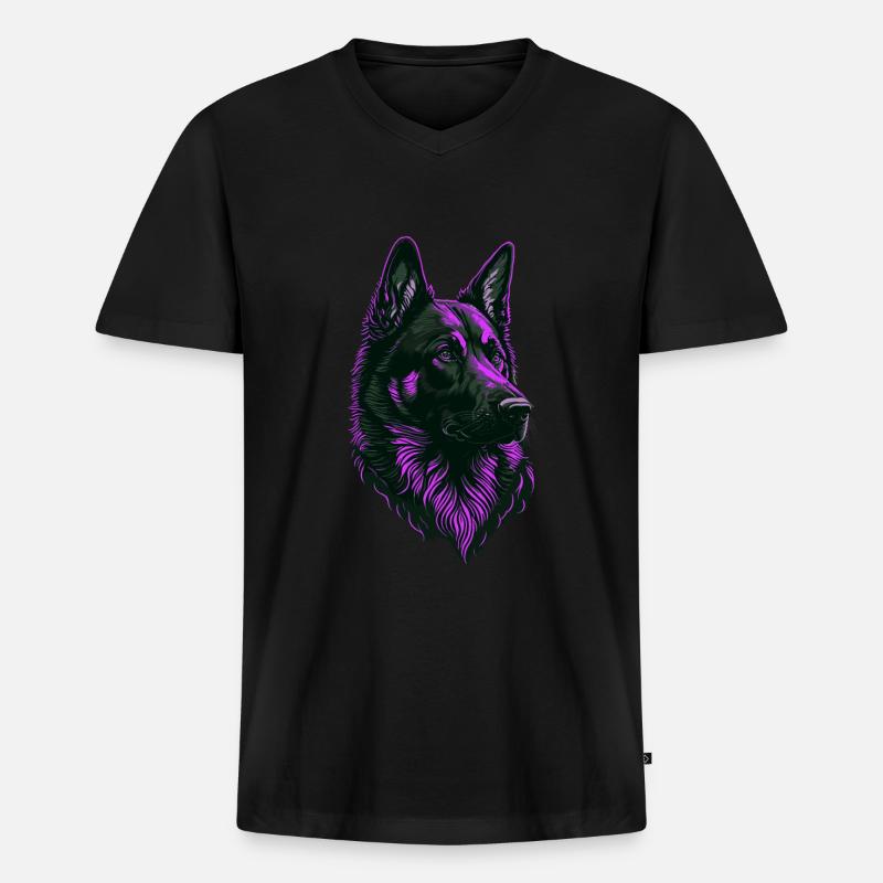 Schäferhund Kopf pink - Männer Premium Bio T-Shirt mit V-Ausschnitt - Schwarz