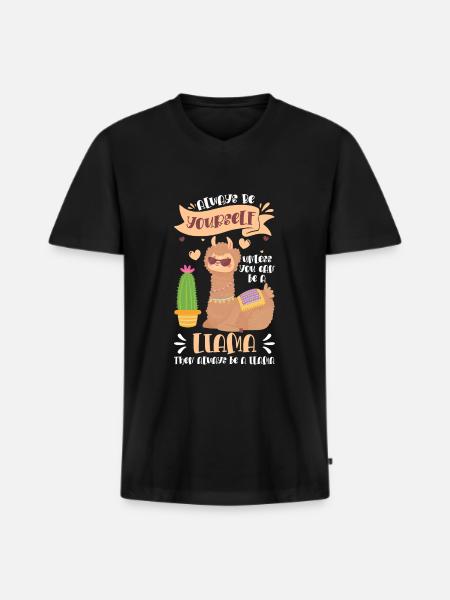Llama Llamas Animal Soft - Men's Premium Organic T-shirt with V-neck - black