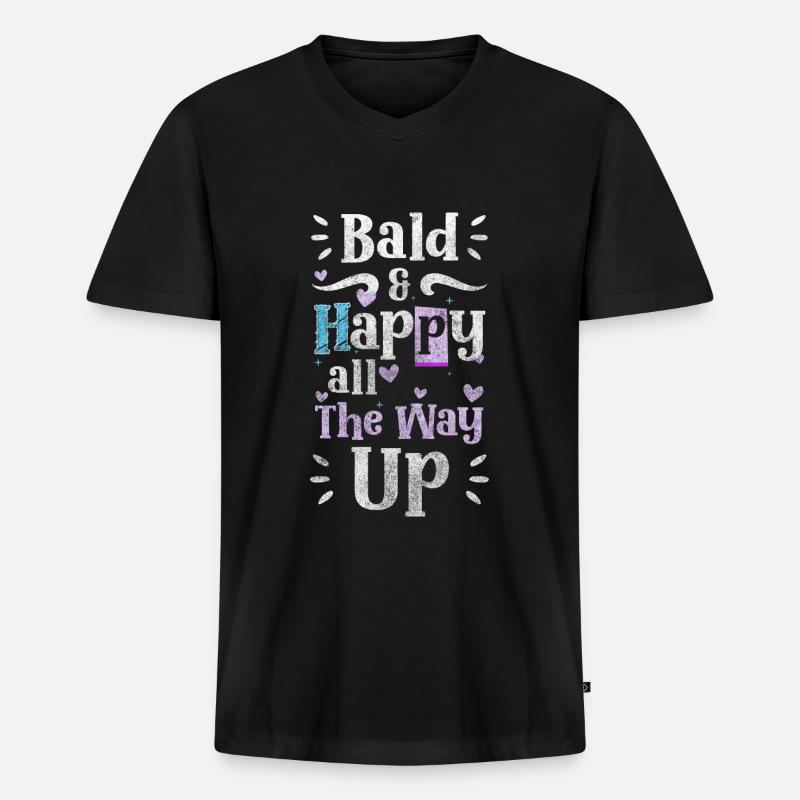 Glatze Glatzkopf Platte Männerproblem - Männer Premium Bio T-Shirt mit V-Ausschnitt - Schwarz