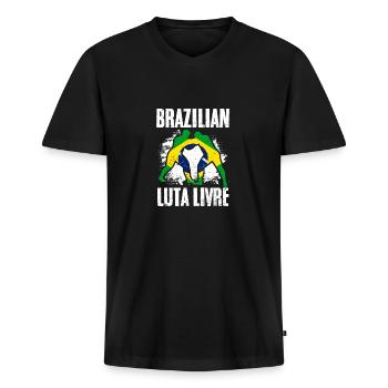 Awesome Brazilian Martial Arts Luta Livre - Men's Premium Organic T-shirt with V-neck - black - Front - Nico (187cm)