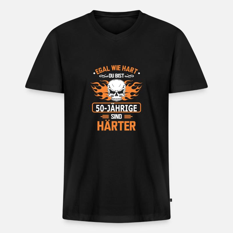 50-JÄHRIGE - Männer Premium Bio T-Shirt mit V-Ausschnitt - Schwarz