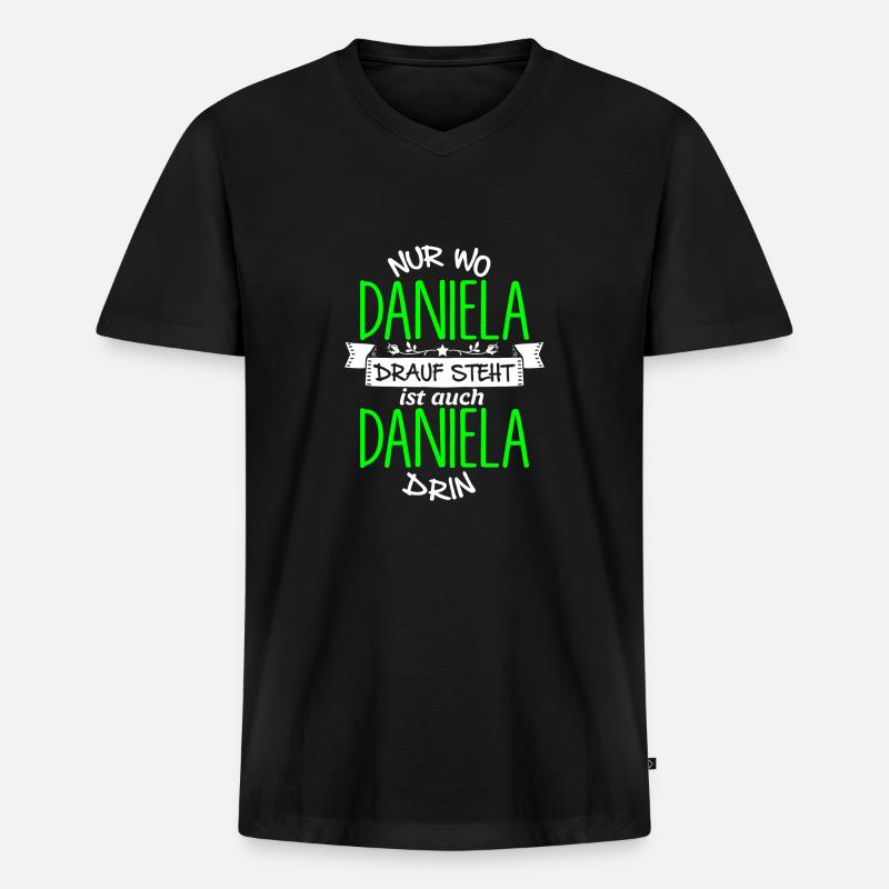 DANIELA die Echte - Männer Premium Bio T-Shirt mit V-Ausschnitt - Schwarz
