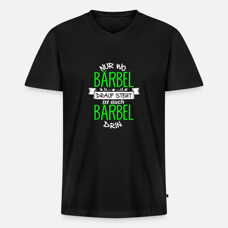 BÄRBEL die Echte - Männer Premium Bio T-Shirt mit V-Ausschnitt - Schwarz
