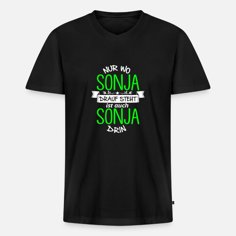 SONJA die Echte - Männer Premium Bio T-Shirt mit V-Ausschnitt - Schwarz