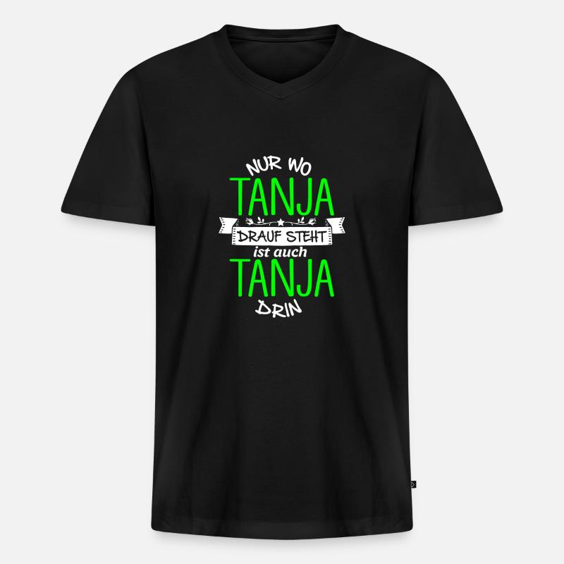 TANJA die Echte - Männer Premium Bio T-Shirt mit V-Ausschnitt - Schwarz