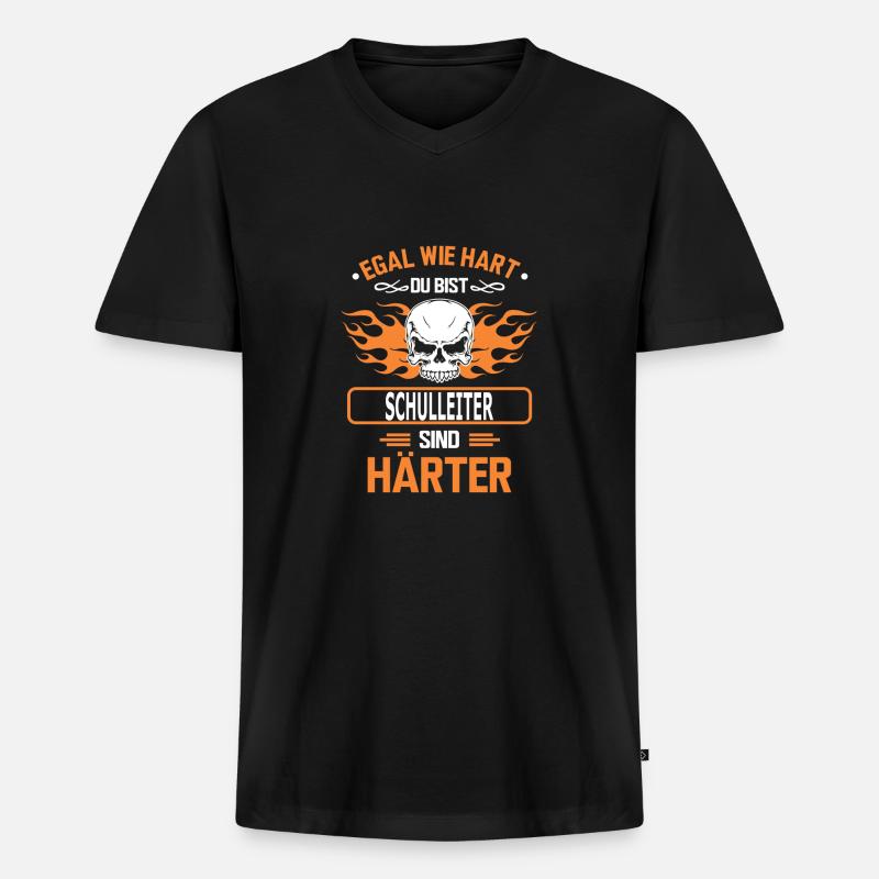 SCHULLEITER - Männer Premium Bio T-Shirt mit V-Ausschnitt - Schwarz