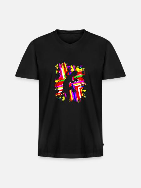 grafitti GECKO - Männer Premium Bio T-Shirt mit V-Ausschnitt - Schwarz