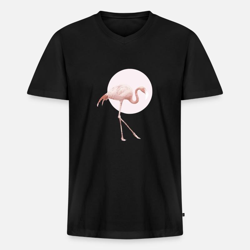 Flamingo Rosa - Männer Premium Bio T-Shirt mit V-Ausschnitt - Schwarz