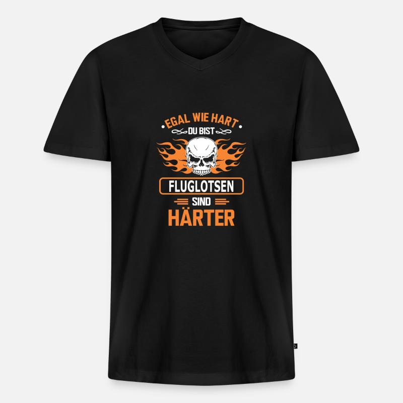 fluglotsen - Männer Premium Bio T-Shirt mit V-Ausschnitt - Schwarz