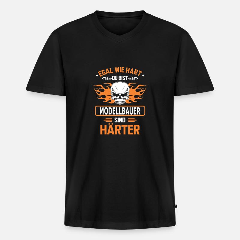 modellbauer - Männer Premium Bio T-Shirt mit V-Ausschnitt - Schwarz