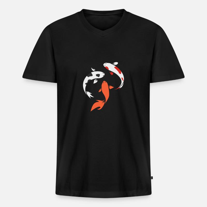 Koi - Männer Premium Bio T-Shirt mit V-Ausschnitt - Schwarz