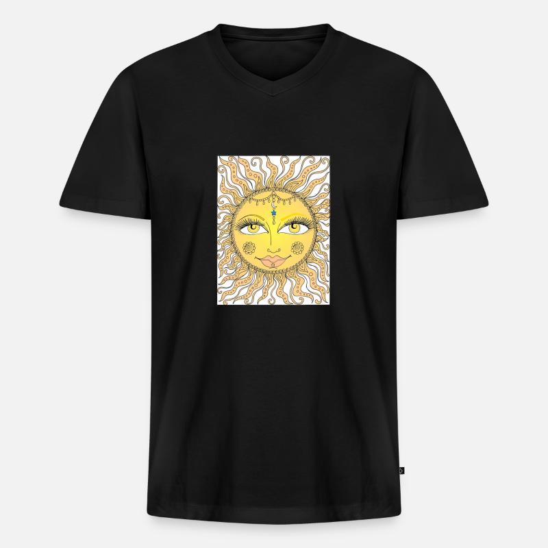 Sonne - Männer Premium Bio T-Shirt mit V-Ausschnitt - Schwarz