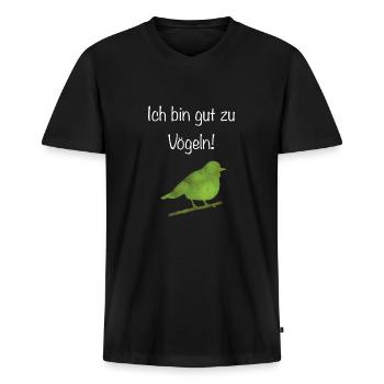 Ich bin gut zu vögeln! - Männer Premium Bio T-Shirt mit V-Ausschnitt - Schwarz - Vorne - Nico (187cm)