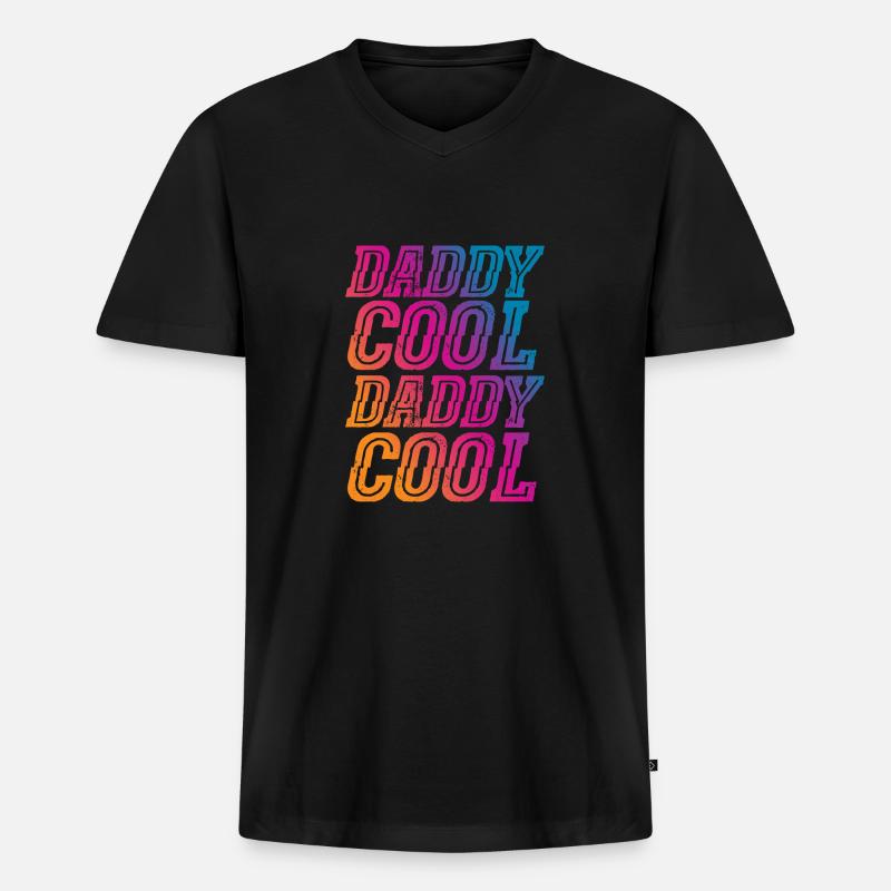 Daddy Cool Cooler Vater - Männer Premium Bio T-Shirt mit V-Ausschnitt - Schwarz
