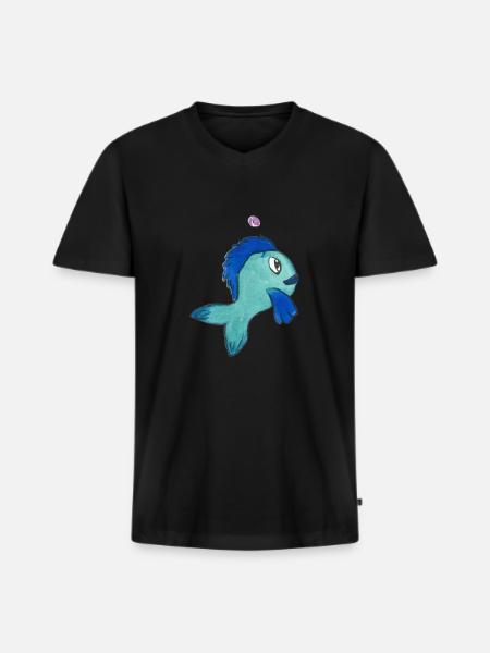 Fisch Forelle - Männer Premium Bio T-Shirt mit V-Ausschnitt - Schwarz