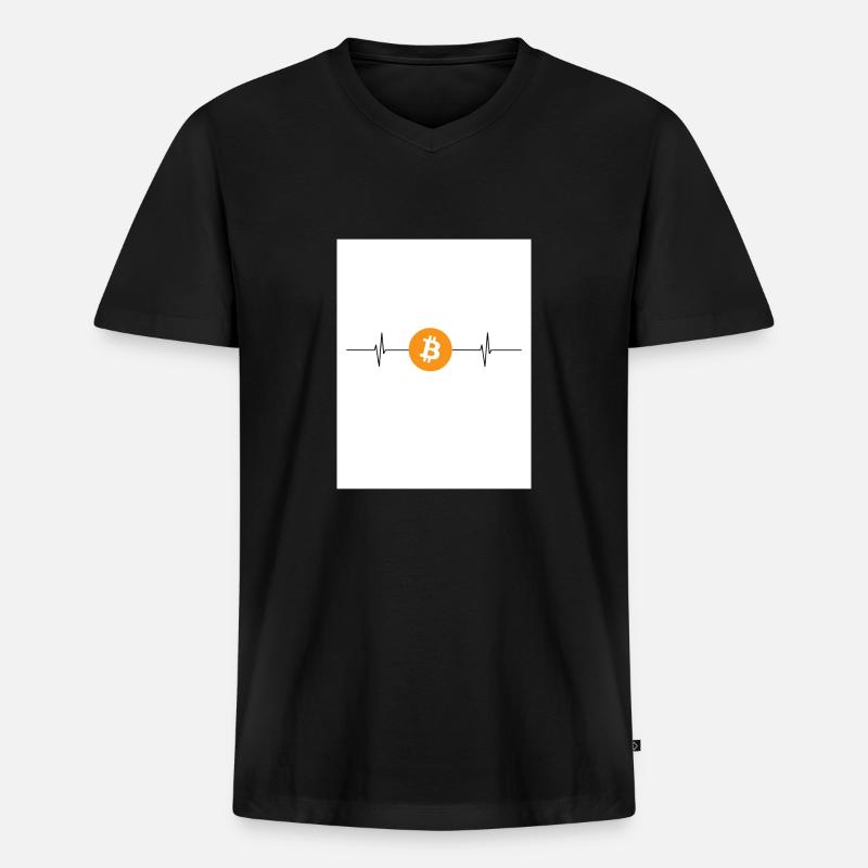 Bitcoinherzschlag - Männer Premium Bio T-Shirt mit V-Ausschnitt - Schwarz