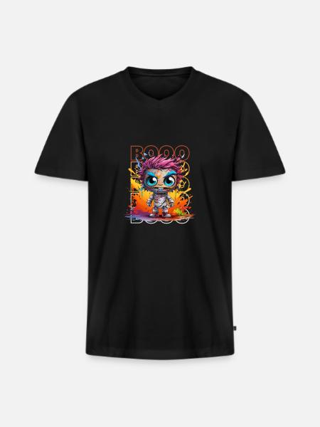 Chibi Shuffle & Booo! Zany Zombie Tee! - Men's Premium Organic T-shirt with V-neck - black